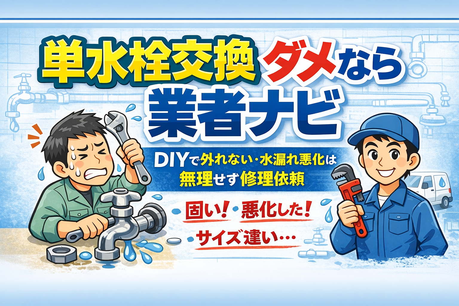単水栓交換ダメなら業者ナビ｜DIYで外れない・水漏れ悪化は無理せず修理依頼